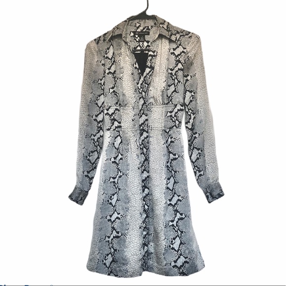 100% Silk Snakeskin print long sleeve mini dress - Picture 2 of 12